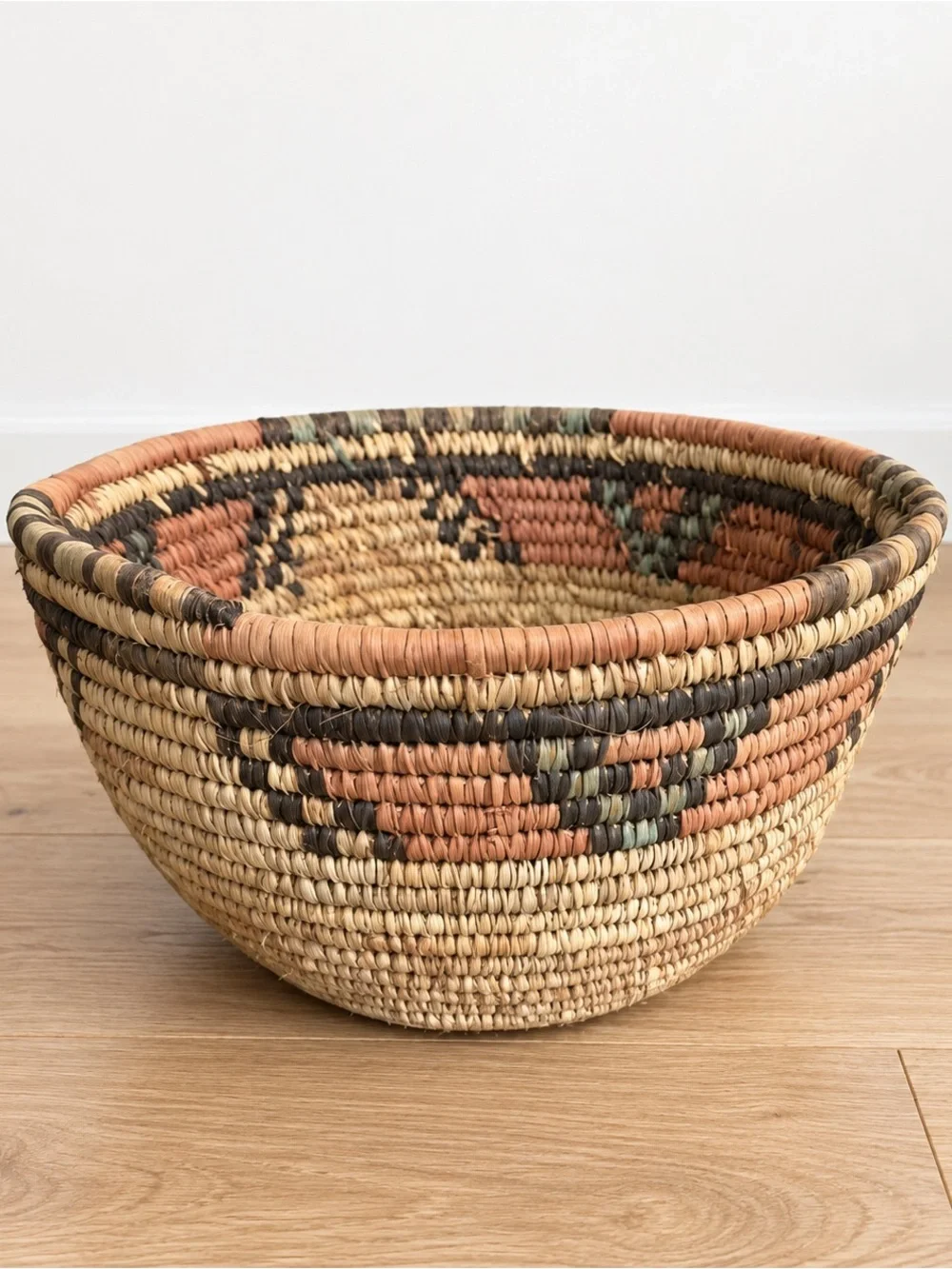 Vintage Handwoven Natural Rattan Basket #2